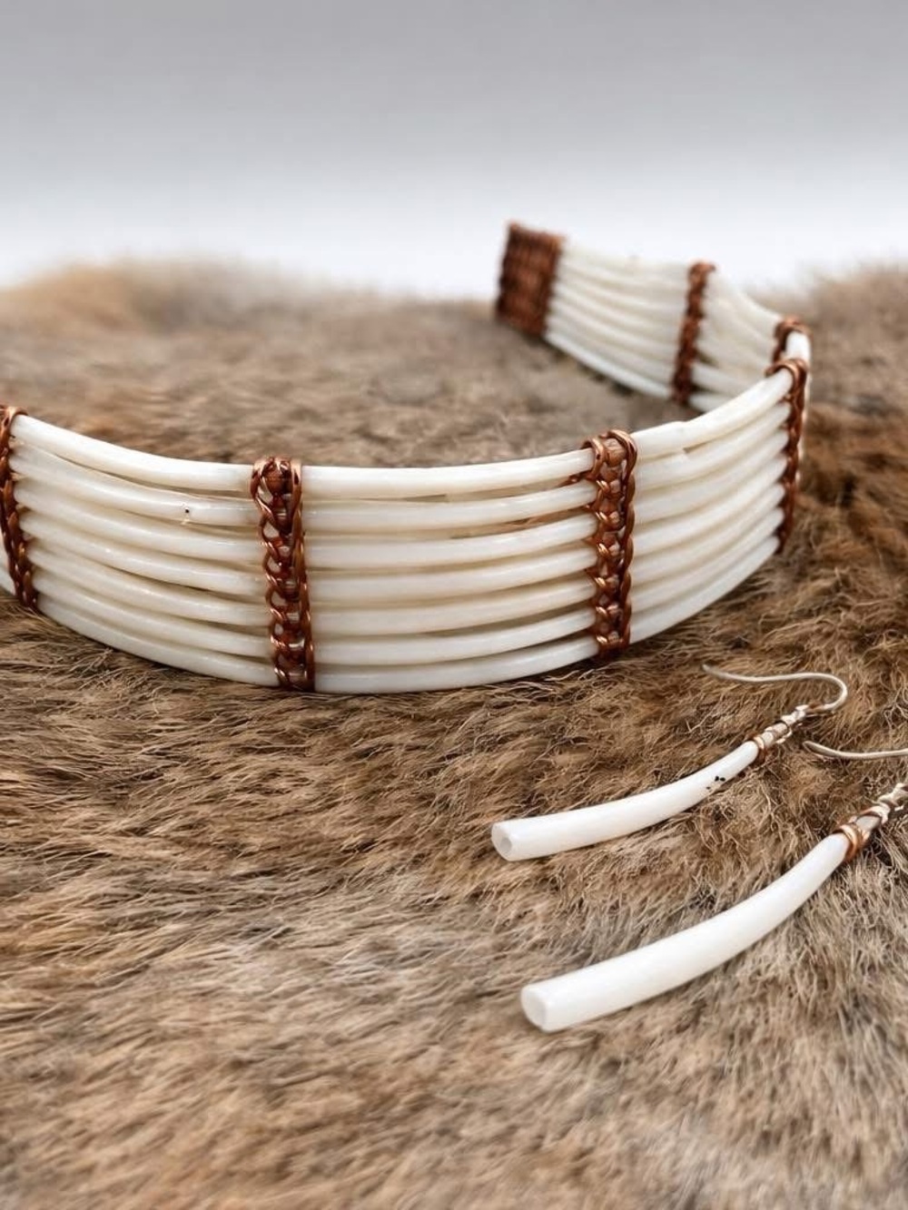 RoseGold Dentalium Choker (11"-29")